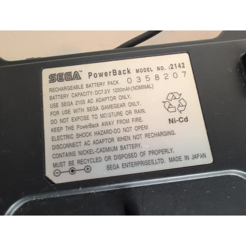Official Sega Game Gear PowerBack Battery Pack Power Back GameGear Portable 2142